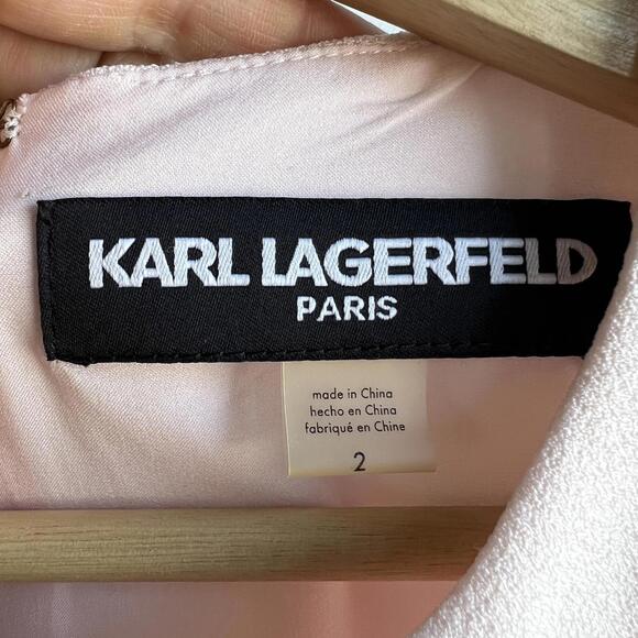 Karl Lagerfeld Paris Womens Blush Pink Shift Dress Size 2 Sleeveless Ruffle Trim - Picture 7 of 13